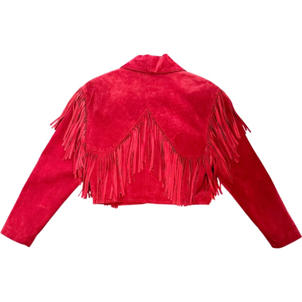 Vintage Barneys New York Red Suede Fringe Western Jacket Size M - Picture 3 of 14